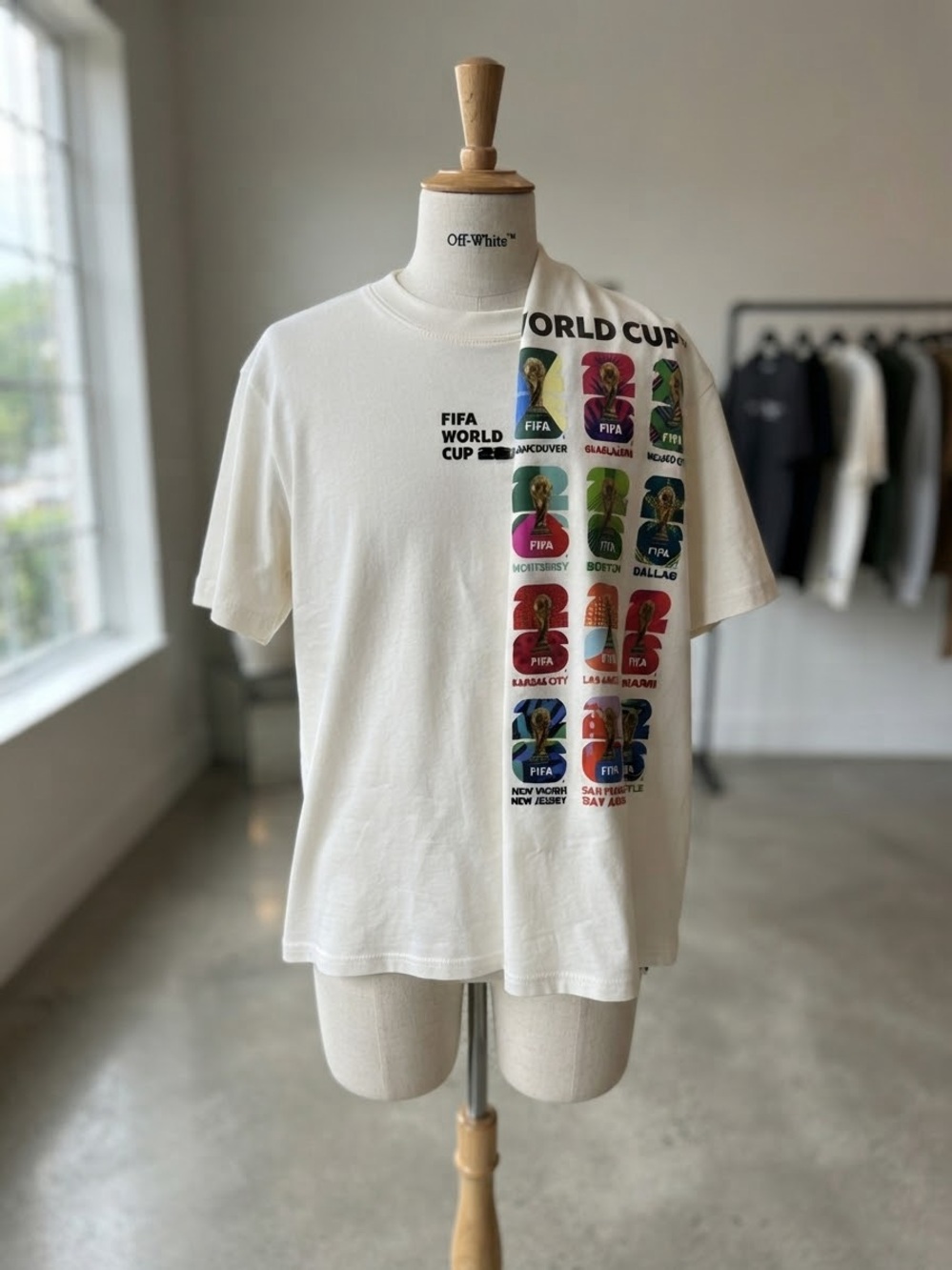 NWT FIFA World Cup 2026 Host Cities T-Shirt Cream Men’s Medium All 16 Cities